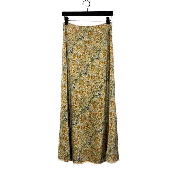 Sundance Silk Skirt Sz 12 Boho Floral Bird Print Midi A-Line Cottagecore Prairie - Picture 2 of 8